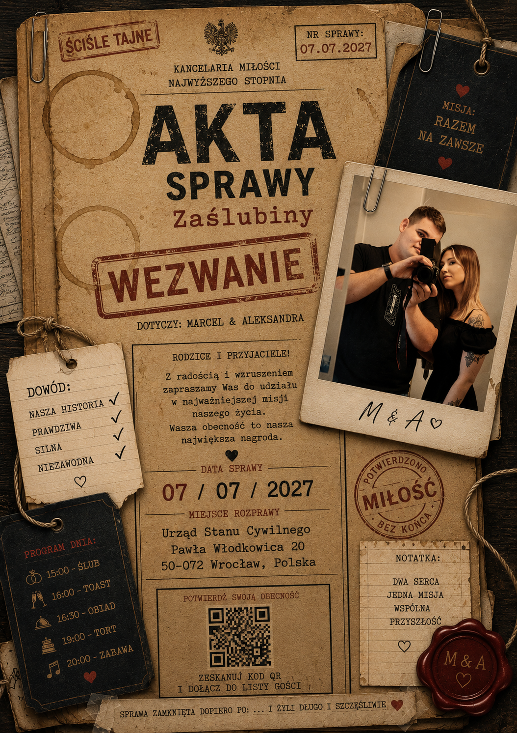 Zaproszenie ślubne Marcela i Aleksandry